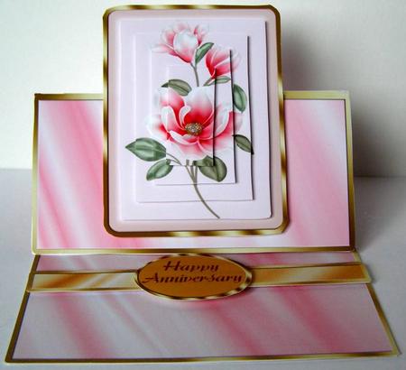 Magnolias Pyramid Easel Card by Margaret McCartney