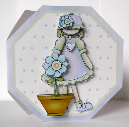 Flower Girl Octagon Shape Card & Decoupage by Margaret McCartney