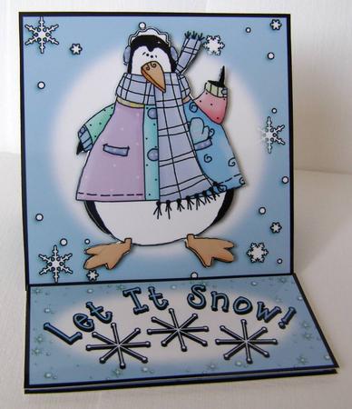 Penguin & Snowflakes 5 Minute Easel Card by Margaret McCartney