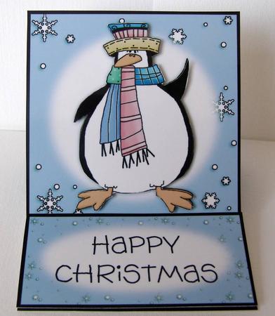 Penguin & Snowflakes 5 Minute Easel Card by Margaret McCartney
