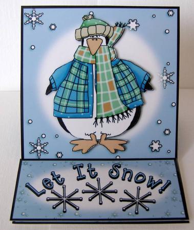 Penguin & Snowflakes 5 Minute Easel Card by Margaret McCartney
