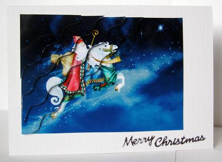 Santa on Horse Wavy Pyrimage by Margaret McCartney