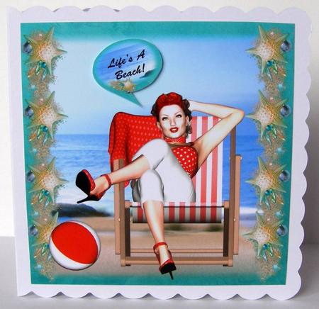 50's 60's Style Life's a Beach! Card Topper by Margaret McCartney