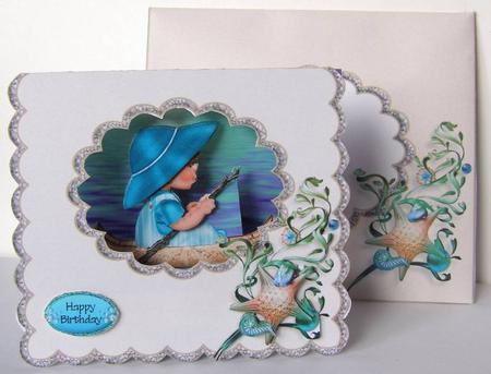 Sea Fishing Scalloped Tent Card Kit by Margaret McCartney