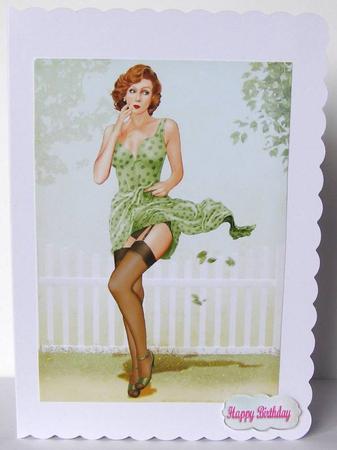 1950's Pin Up Girl Eva Grace A4 (green) by Margaret McCartney