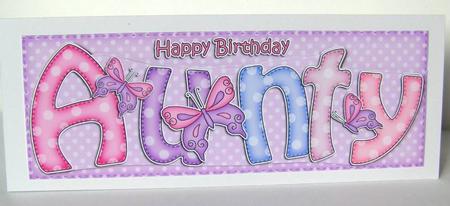Large Dl Birthday Aunty Card & 3D Decoupage by Margaret McCartney