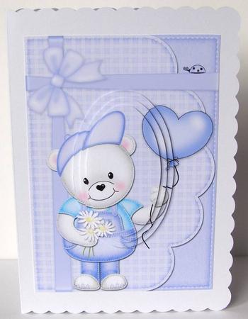 A5 Teddy Ed's Balloon Oval Pyramage Topper by Margaret McCartney