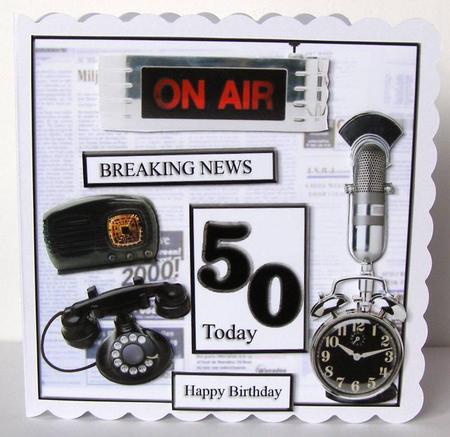 Breaking News Your 50 Today Card Top with Decoupage by Margaret McCartney