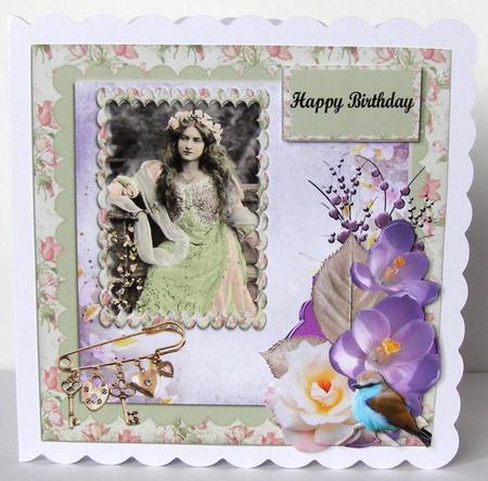 Victorian Royalty with Violets and Rose Decoupage by Margaret McCartney