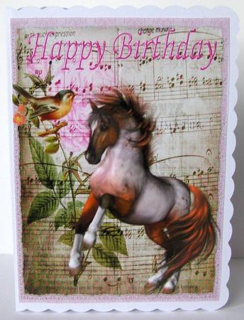 Beautiful Wild Stallion and Bird with Music A4 by Margaret McCartney