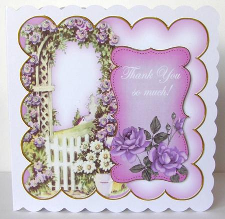 Lilac Rose Arch Thank You 8in Scallop Topper by Margaret McCartney