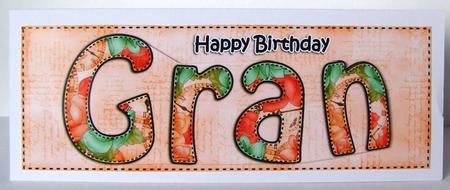 Large Dl Birthday Gran Card & 3D Decoupage by Margaret McCartney