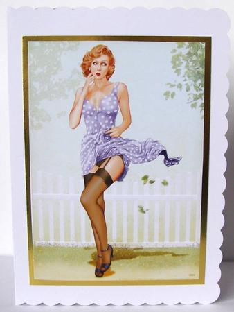 1950's Pin Up Girl Eva Grace A4 (lilac) by Margaret McCartney