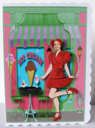 Ice Cream Parlour 50's Time Card Front by Margaret McCartney