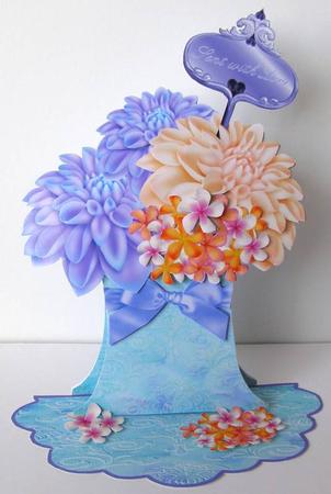 Everlasting Bouquet Easel - Dahlia & Frangipani by Margaret McCartney