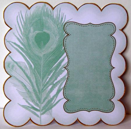 Mid Green Coloured Peacock 8in Scallop Insert Panel by Margaret McCartney