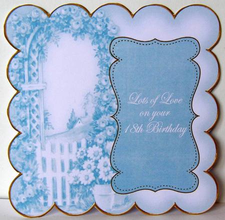 Teal Rose Arch 18th Birthday 8in Scallop Insert Panel by Margaret McCartney