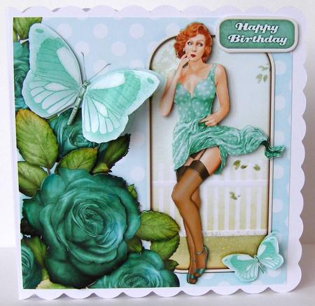 1950's Pin Up Girl Eva Grace Mini Kit (aqua) by Margaret McCartney