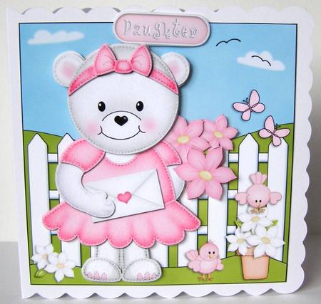 Teddy Tess's Flowers Quick Card & 3D Decoupage by Margaret McCartney