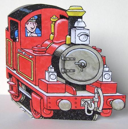 Tobias the Tank Engine Shaped Card Handcut by Margaret McCartney