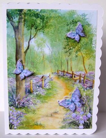 A4 Bluebell Wood and Butterflies Topper by Margaret McCartney