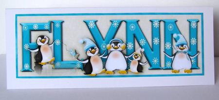 Playful Penguins Flynn Large Dl Name Card by Margaret McCartney