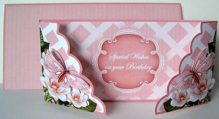 Pink Butterfly Special Birthday 3D Fancy Lattice 3D Card Kit by Margaret McCartney