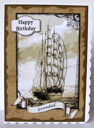 Tall Ship Male Birthday Card by Margaret McCartney