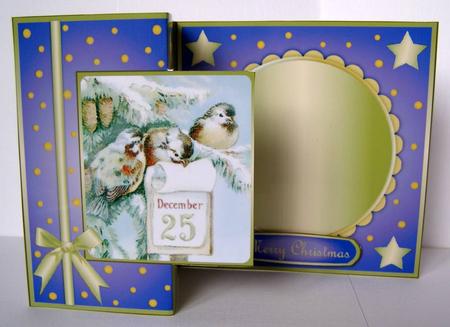Vintage Christmas Birds Fold Back Purple by Margaret McCartney