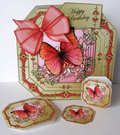 8x8 3D Flowers & Butterfly Pyramage Octagonal Floral Kit by Margaret McCartney