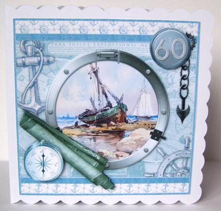 Vintage Fishing Boat Birthday or Fathers Day Quick Card by Margaret McCartney