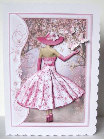 1950's Lady in Pink Catching Butterflies A4 Mini Kit by Margaret McCartney