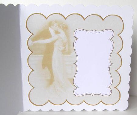 Cream Dancing Couple Plain 8in Scallop Insert Panel by Margaret McCartney