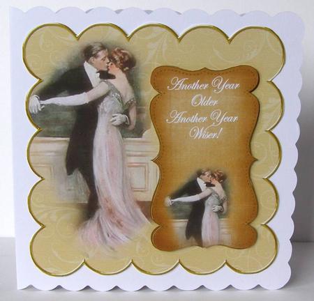 Dancing Couple Gold Another Year 8in Scallop Topper by Margaret McCartney