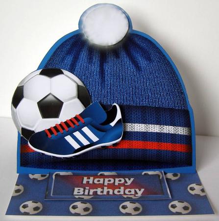Football Hat Easel Card Mini Kit - Blue, Red & White by Margaret McCartney