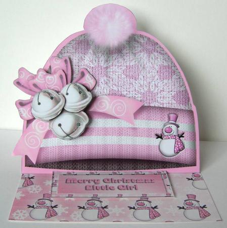 Christmas Baby Girl Hat Easel Card Mini Kit by Margaret McCartney