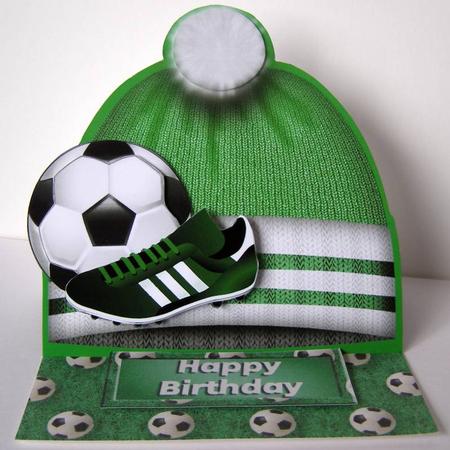 Football Hat Easel Card Mini Kit - Green & White by Margaret McCartney
