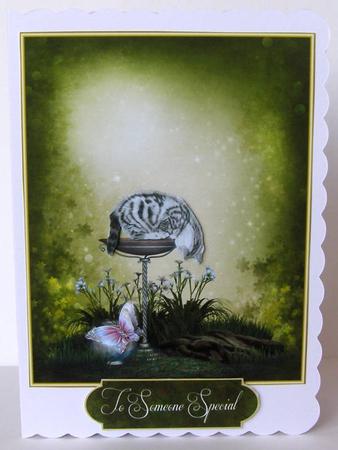 'playing with a New Friend' Card Topper by Margaret McCartney