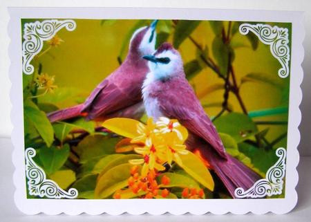 Cute Little Lilac Birds A4 by Margaret McCartney