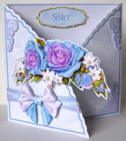 Curved Flap Gatefold Kit - Blue Roses by Margaret McCartney