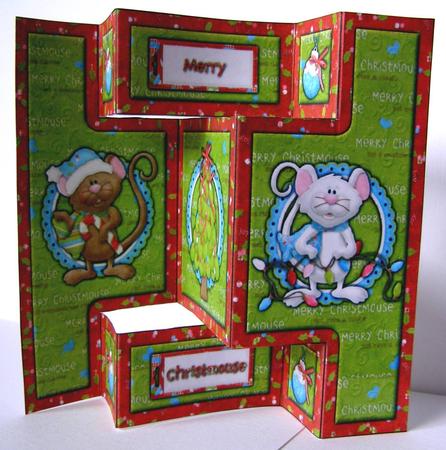 Merry Christmouse Tri Fold Shutter Card by Margaret McCartney