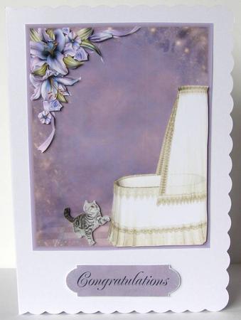 'a New Friend' Baby and Kitten Card Topper by Margaret McCartney