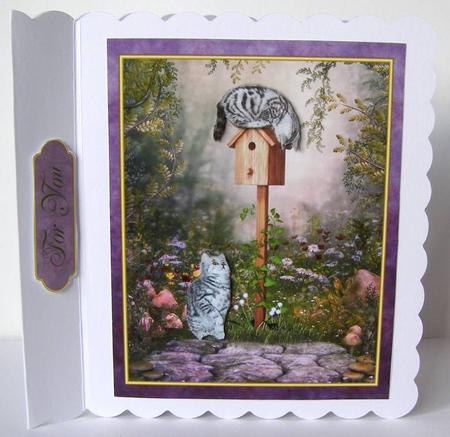 'coming Out to Play' Kitten Card Topper by Margaret McCartney