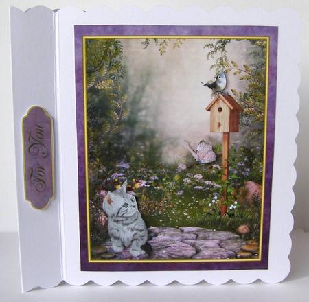 'friendly Meeting' Kitten Card Topper by Margaret McCartney