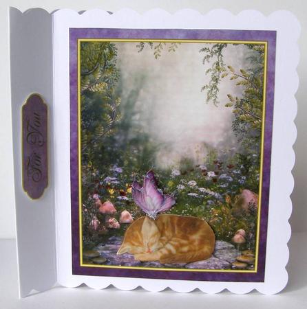'sleeping Visit' Kitten Card Topper by Margaret McCartney
