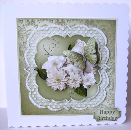 White Flowers Triple Layer Card Front Mini Kit by Margaret McCartney