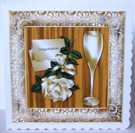 Gold Rose and Champagne Flute (multi-use) 8x8 Mini Kit by Margaret McCartney