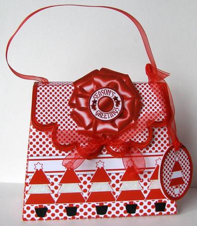 Handbag Gift Box Red Christmas Trees by Margaret McCartney