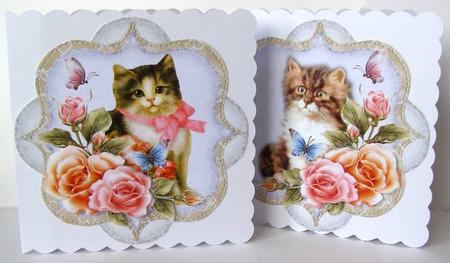 Vintage Cats and Roses by Margaret McCartney
