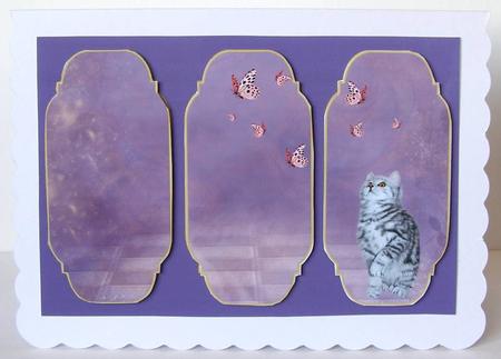 Beautiful Kitten and Butterfly Card Topper by Margaret McCartney